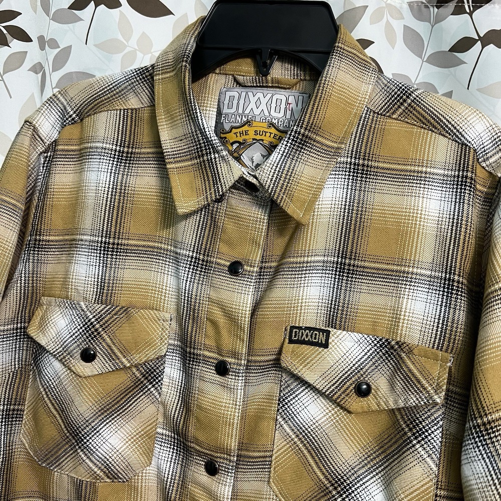 Dixxon Flannel Shirt Womens Medium The Sutter Snap Button Long Sleeve Yellow